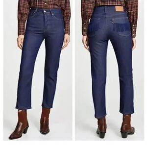 Levis Wedgie Fringe Pockets Women 25 Blue Button Fly Western Boho Straight leg